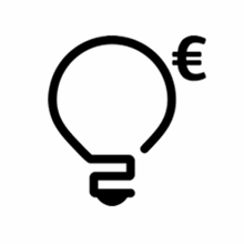Piktogramm Glühbirne mit Euro-Zeichen
