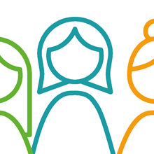 Logo mit drei weiblichen Figuren für Diversity
